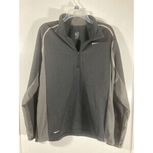 Nike Men's 1/4 Zip Jacket Fleece Lined Dri-Fit (Size L) • Black / Gray • EUC •
